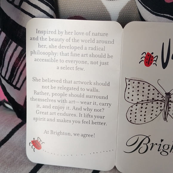 🎁💝NWT Brighton ❤️s Vera pink, black and grey canvas and leather tote bag. - Picture 6 of 16